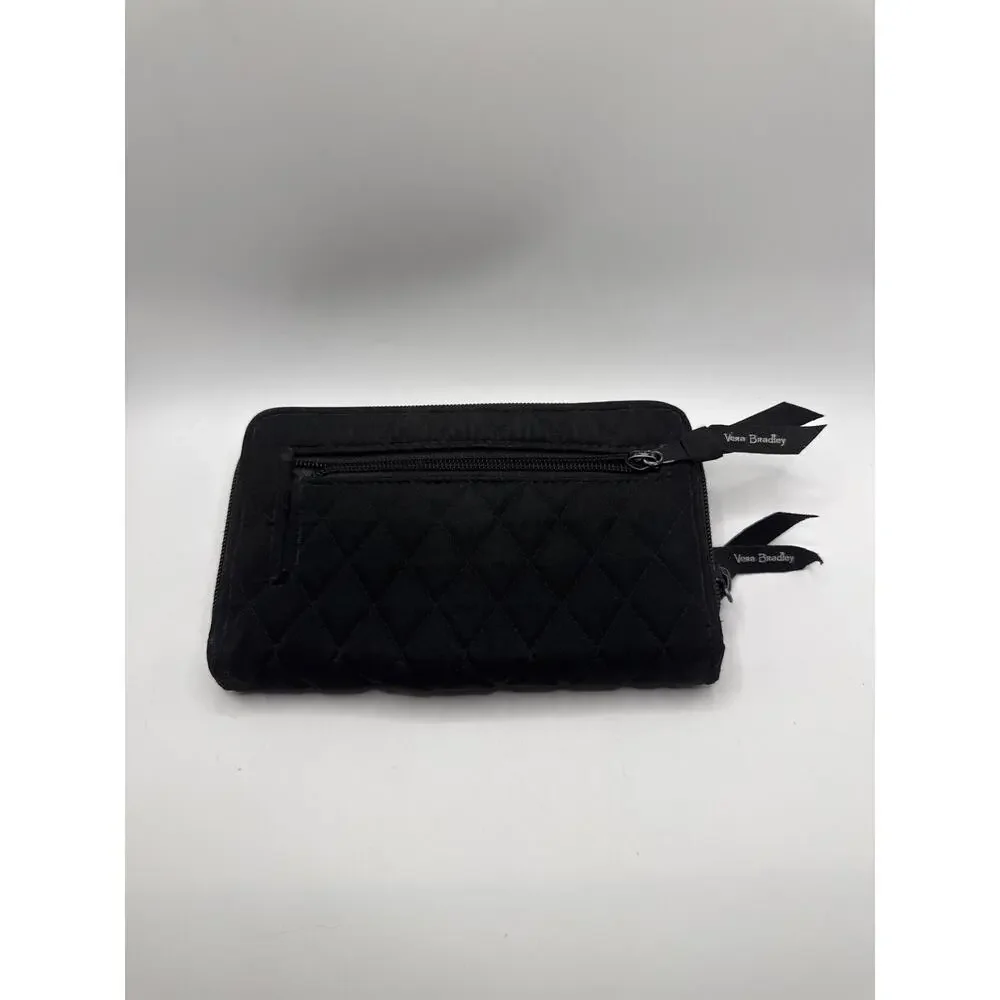Vera Bradley RFID Turnlock Zip Organizer Wallet Classic Black Microfiber - Picture 2 of 9